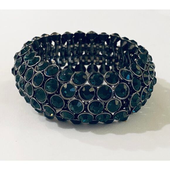 Crystal Gun Metal Stretch Bracelet - Picture 1 of 3